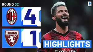 Tor Perr Schuurs 36 Minute Stand: 1-1 AC Milan vs Torino 4-1