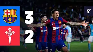 Gol Anastasios Douvikas 76 Minuto Punto: 0-2 Barcelona vs Celta 3-2