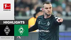 Gol Rafael Borré 7 Minuta Wynik: 0-1 Borussia M vs Werder 2-2