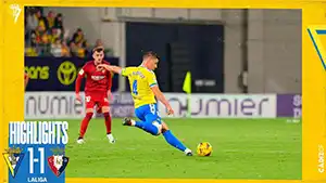 Гол Рохер Марті 19 Хвилина Рахунок: 1-0 Кадіс vs Осасуна 1-1