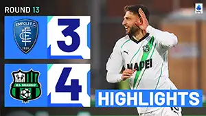 Gol Francesco Caputo 4 Minuto Puntaje: 1-0 Empoli vs Sassuolo 3-4