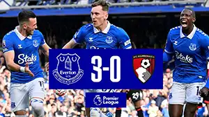 Gol James Garner 8 Minuto Puntaje: 1-0 Everton vs Bournemouth 3-0