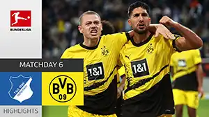 Gol Julian Ryerson 90+5 Minuto Puntaje: 1-3 Hoffenheim vs Borussia Dortmund 1-3