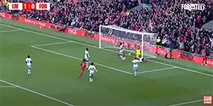 Gol Darwin Núñez 35 Minuto Puntaje: 2-0 Liverpool vs Nottingham Forest 3-0