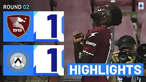 Salernitana vs Udinese reseña en vídeo del partido ver